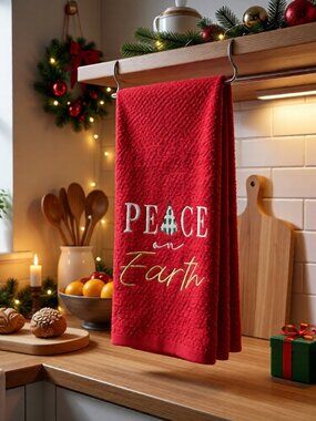 Kitchen Towels Holiday Set of 2 One Red and One Green Size 16"x26" #Holiday